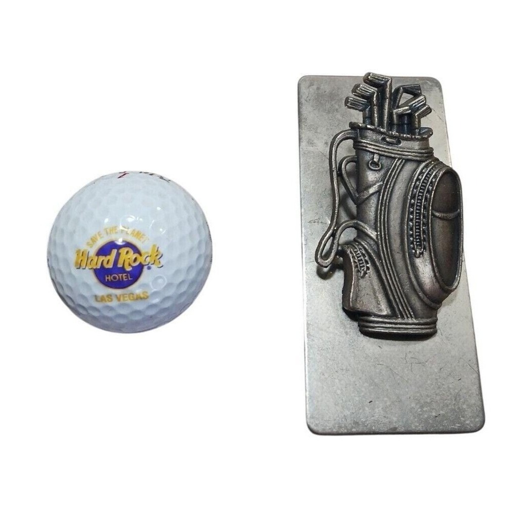 Hard Rock Hotel Las Vegas Golf Ball+ Golf Bag Paper Clip Set Casino Souvenir Lot